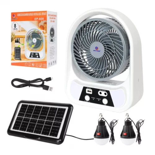 ABANICO SOLAR RECARGABLE PORTATIL 8