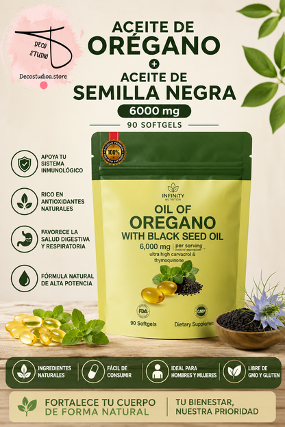 Aceite de Orégano con Aceite de Semilla Negra